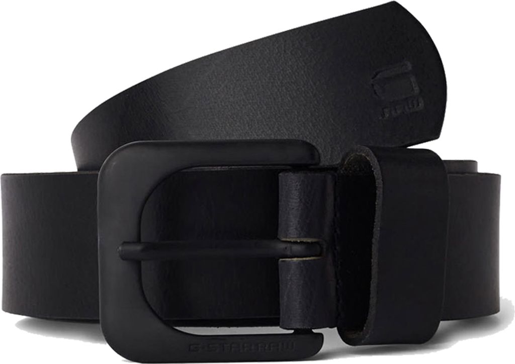 G-STAR RAW Herren Gürtel - Zed Belt, Ledergürtel, Schnalle mit Logo Schwarz 110 cm