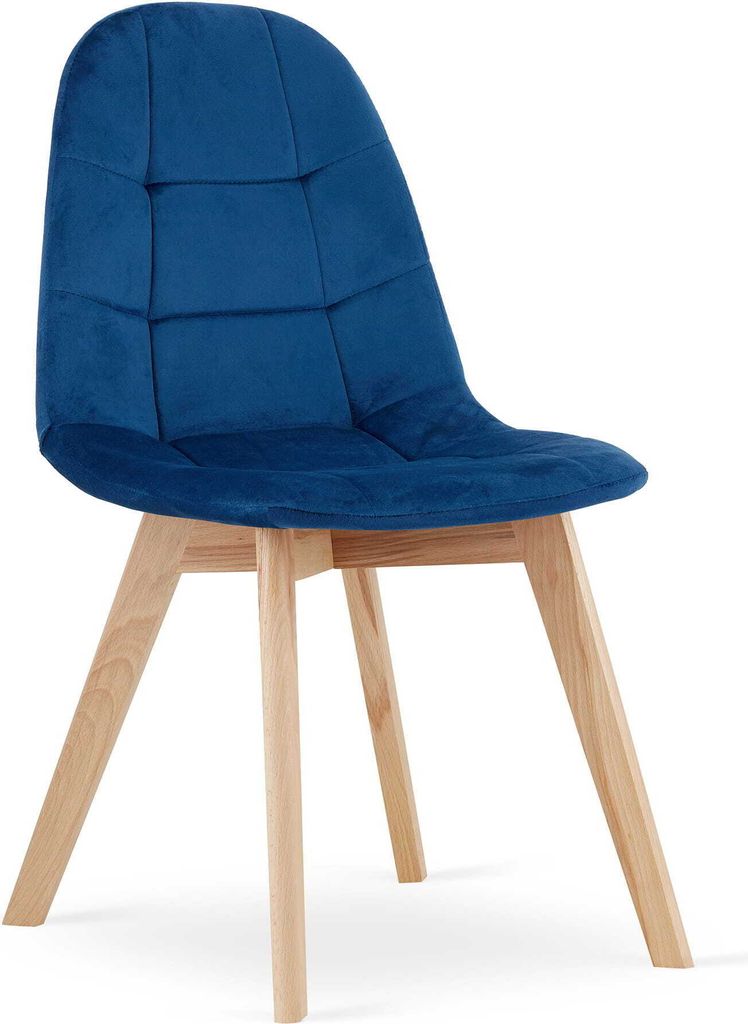 1 Stuhl Esszimmerstuhl Bürostuhl Küchenstuhl, gepolsterter Stuhl, Velours-Sitzmaterial mit Holzbeinen aus Buche, 54 x 44,5 x 81,5 cm marineblauer...