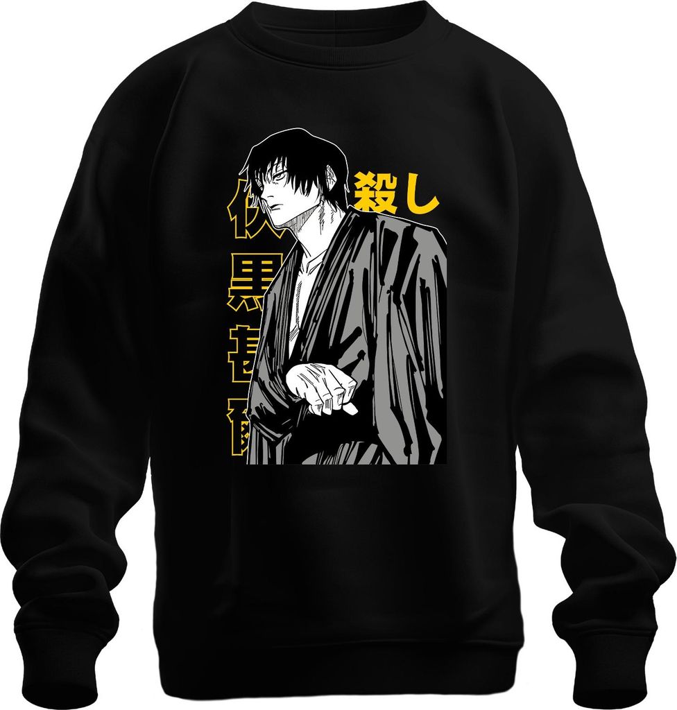 Samurai Manga Assassine schwarz weiß düster Anime Ästhetik Geschenk Uni Sweatshirt Pullover, Schwarz, M