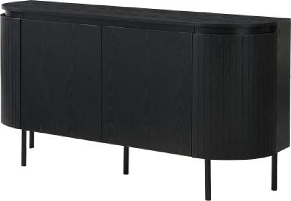 Bogenfoermiges Sideboard Schwarz 145x43x78 Metallbeine Verstellbare Regale Modern Esszimmer Wohnzimmer Schliessfaecher Wohnzimmerschrank Anrichte