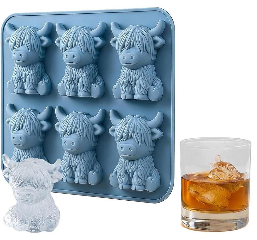 Mini 3D Hochlandrind Eiswürfelform, Silikonform für Eis, Produktbild 
