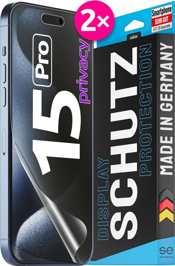 Smart Engineered SE0-F0112-0424-23-M Display-/Rückseitenschutz für Smartphones Klare Bildschirmschutzfolie Apple 2 Stück(e) (SE0-F0112-0424-23-M)