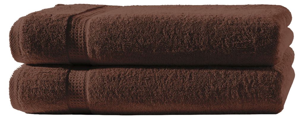 2 Duschtücher braun 70x140 cm Set Baumwolle Frottee Produktbild 
