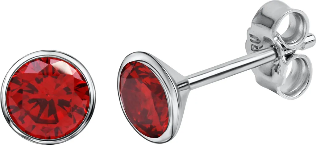 Orecchini Lobo Argento 925 Zircone Rosso 10mm Rodiati | Acquista Ora