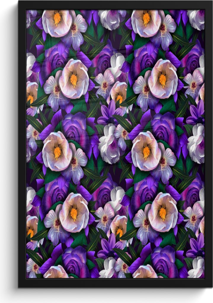 MuchoWow MuchoWow Gerahmtes Poster Blumen - Anemone - Rose 40x60 cm - Poster mit zchwarzem Bilderrahmen - Papierdruck - Wandbilder