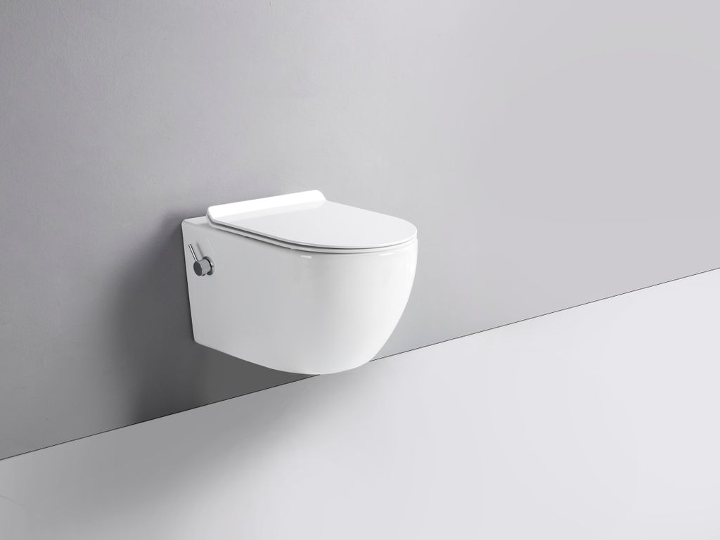 spülrandloses TAHARET Dusch WC inkl. Armatur und Soft-Close Produktbild 