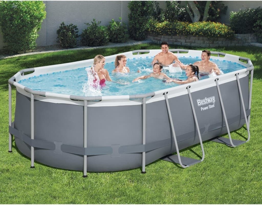Möbel Bestway Power Steel Aufstellpool Oval 427x250x100 cm - Poolzubehör 92825