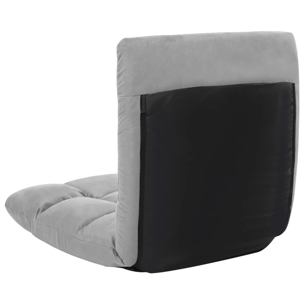 Chaise de sol pour méditation ou lecture, pliable, microfibre gris clair