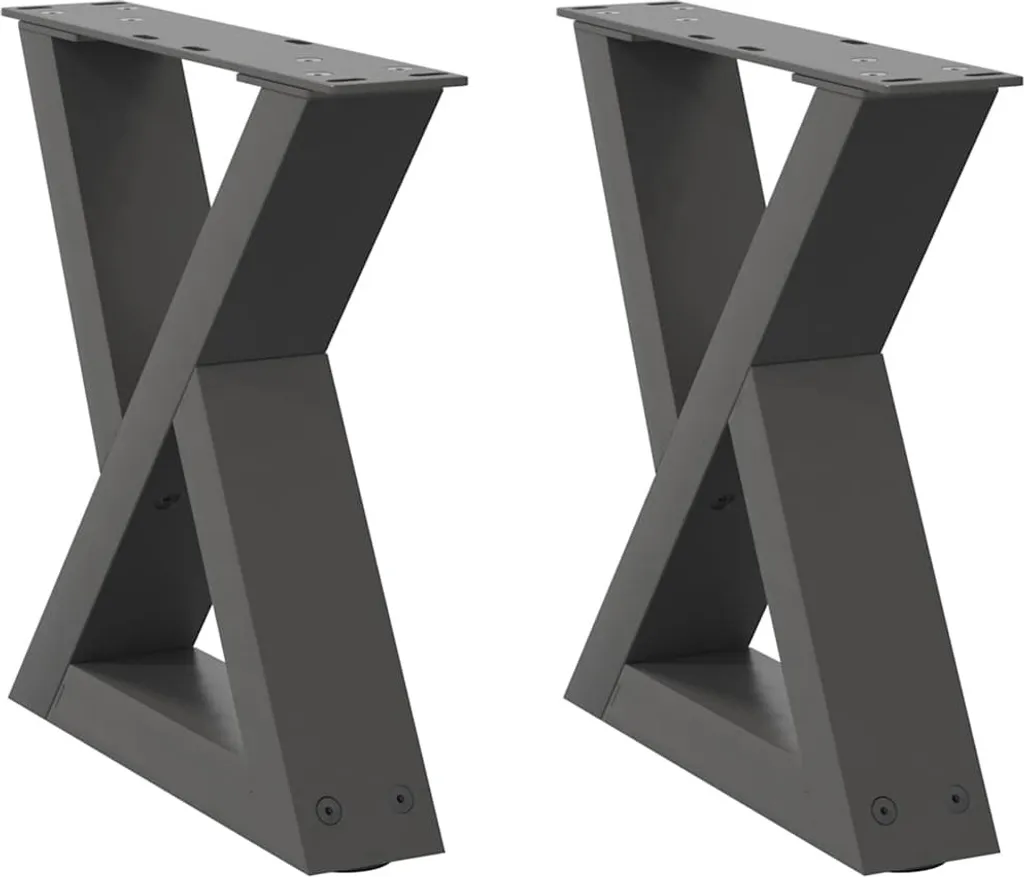 Set 2 Gambe SYFAX™ Acciaio Antracite 40x30 cm per Tavoli Industriali