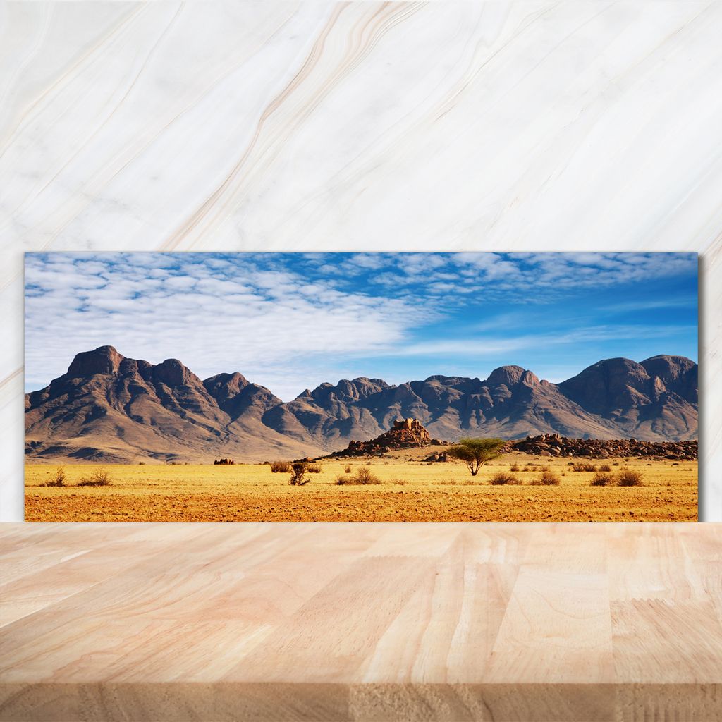 Tulup Küchenrückwand Spritzschutz aus Glas -125x50 -Spritzschutz auf gehärtetes Glas Deko Landschaften Felsen in Namibia