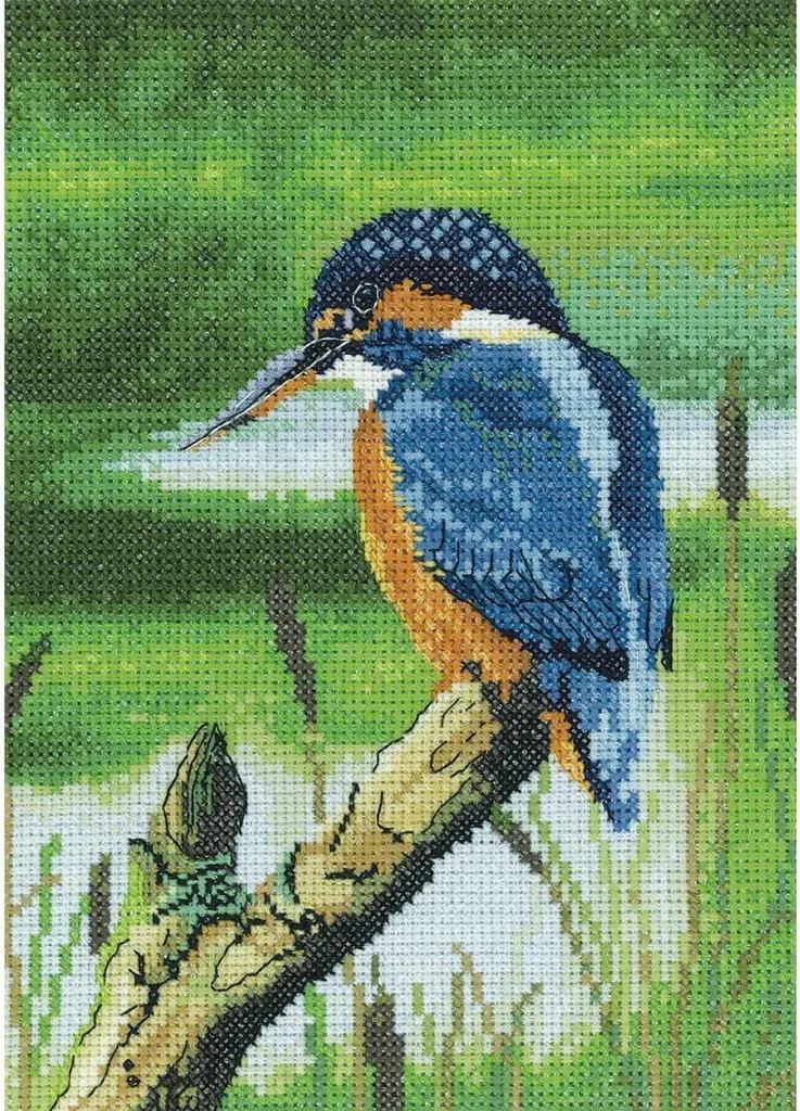 Tableau à broder martin-pêcheur Eisvogel point de croix 15x21 Heritage