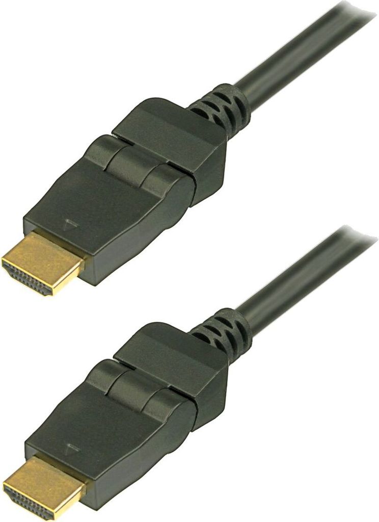 HDMI High Speed mit Ethernet Winkelkabel, beidseitig mit knickbaren Steckern Länge: 1m