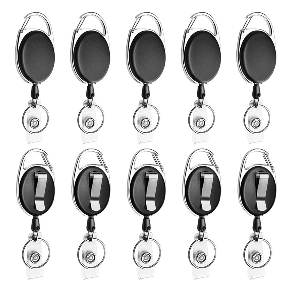 3 Pcs Schwarz Schlüsselring 2 in 1 für ID Badge Schlüsselkarten Kartenhalter 