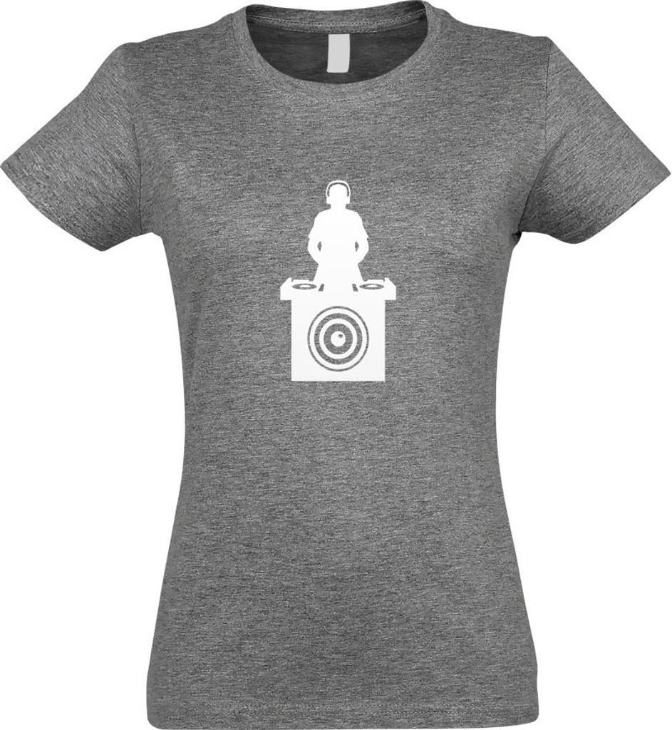 Kiwistar - T-Shirt tailliert - Damen - Graumeliert - DJ Music Bass Disc Jockey - mit Motiv Bedruckt - Funshirt Design - Sport - Freizeit - Damen - M