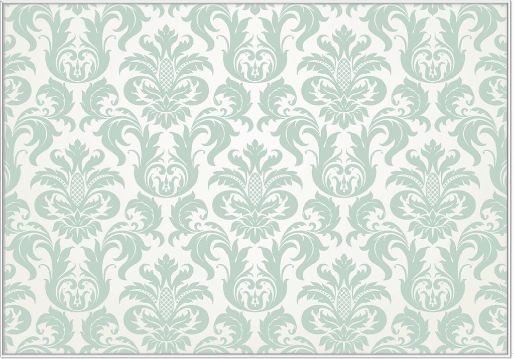 Wallario Wandbild Königliche Schnörkelei in weiß und grün, Größe: 70,30 x 100,30 cm, Poster mit weißem Kunststoffrahmen