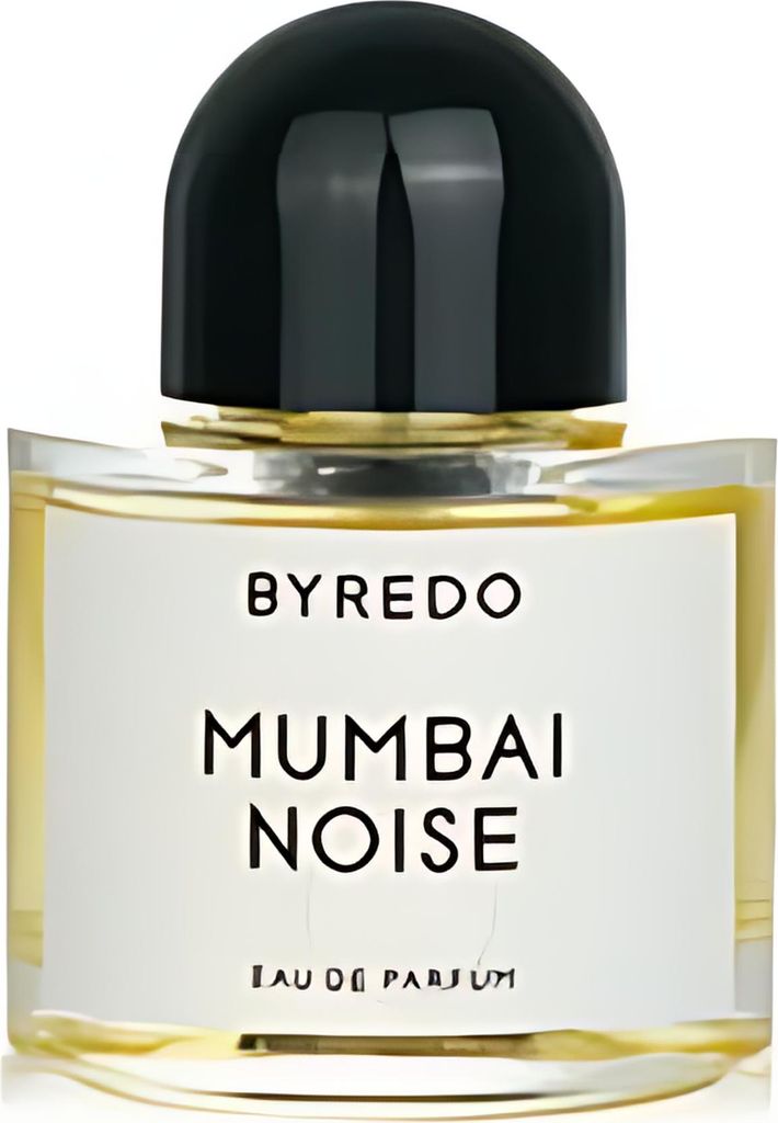 A close-up studio shot of a Byredo Mumbai Noise Eau de Parfum bottle.