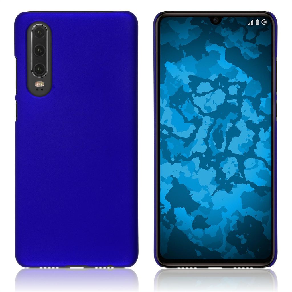 PhoneNatic Case kompatibel mit Huawei P30 - Hülle blau gummiert Hard-case Cover