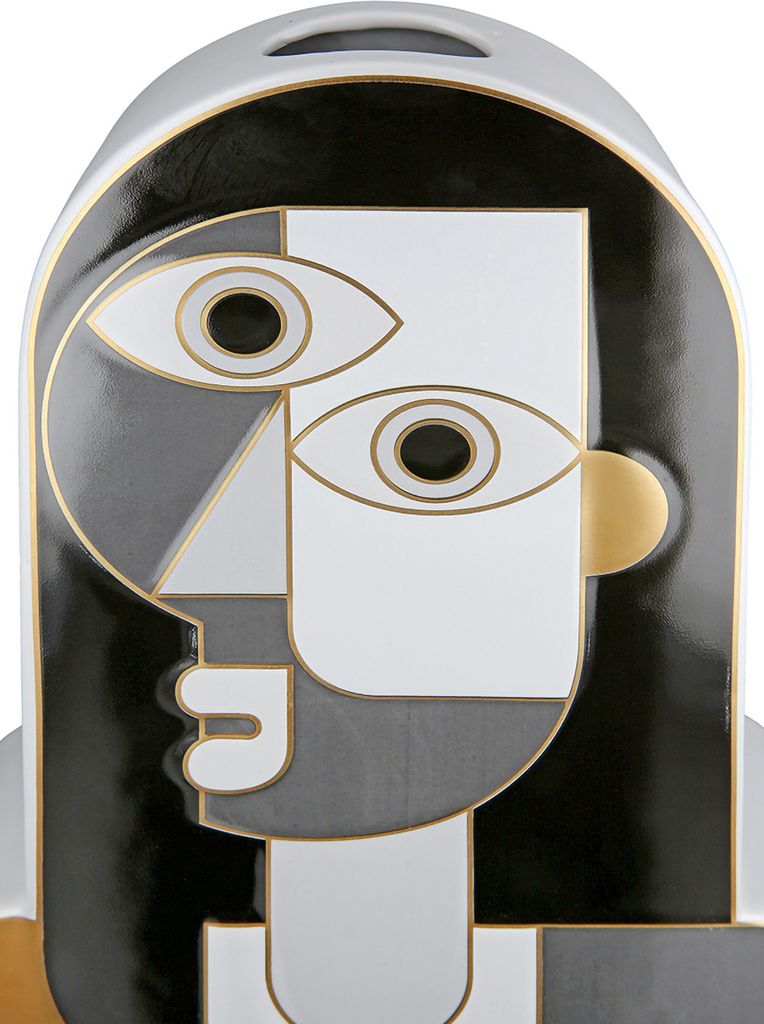 Gilde Gesichtsvase, "Picassa", Fraumotiv, Keramik, grau, Image du produit 
