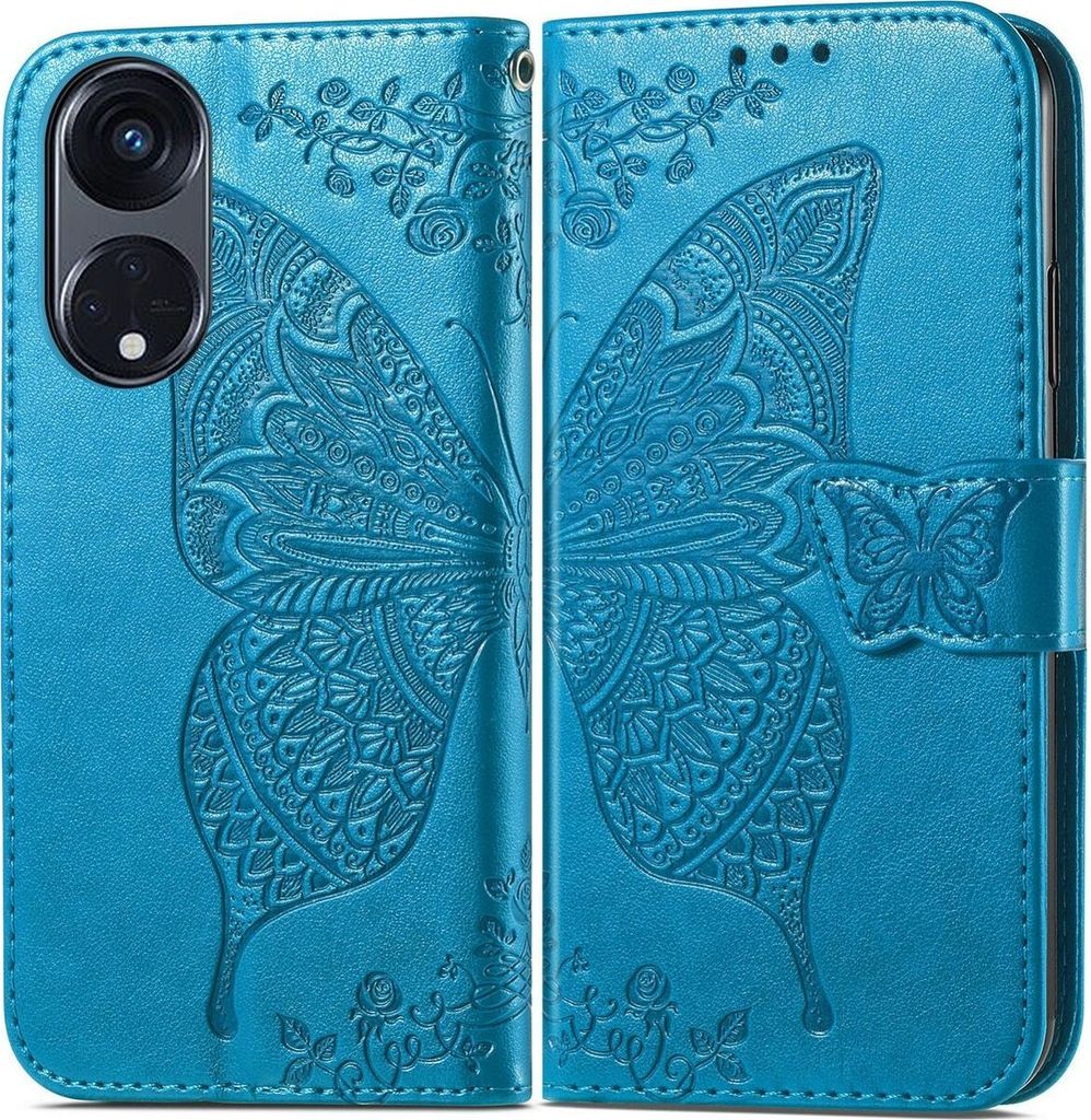 Mobigear Butterfly OPPO Reno 8T 5G Hülle Klapphülle Geldbörse - Blau