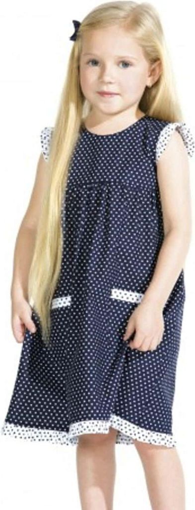 Kinderkleid blau mit weißen Punkten 104