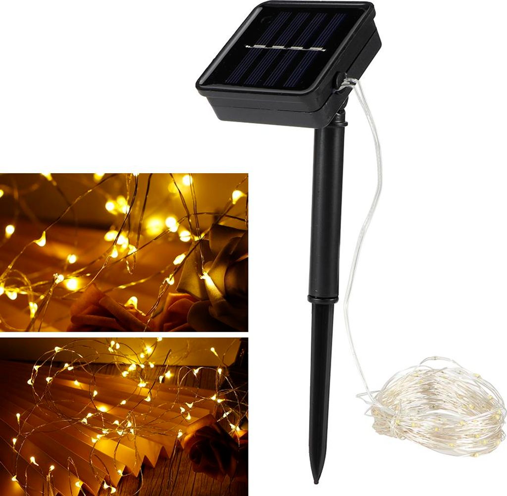 10m 100LED Solar Kupferdraht String Licht Garten Dekoration Lampe String Warmes Licht