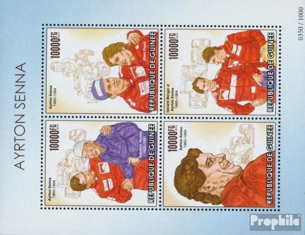 Briefmarken Guinea 2015 Mi 11388-11391 Kleinbogen (kompl. Ausgabe) postfrisch Ayrton Senna