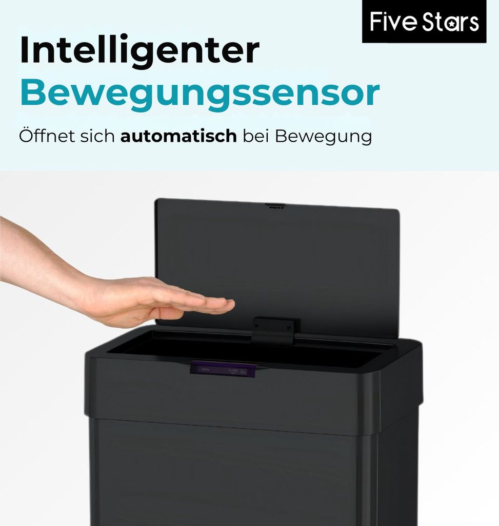 Five Stars® Mülleimer mit Sensor - 2x30 Liter