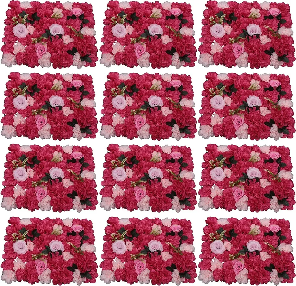 Mur de Fleurs Artificielles Décoratif pour Fond de Mariage 12 Pièces