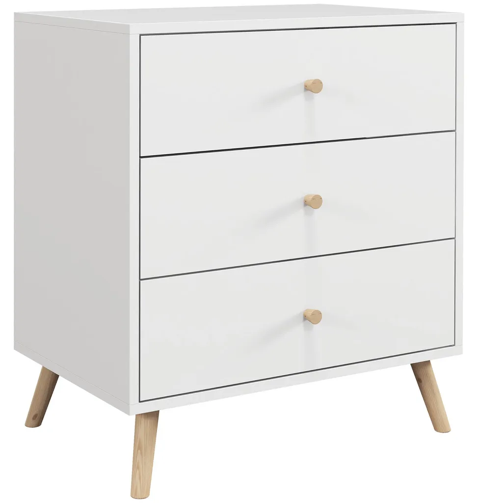 Petite commode 3 tiroirs gain de place blanche et bois - Solution rangement - 12