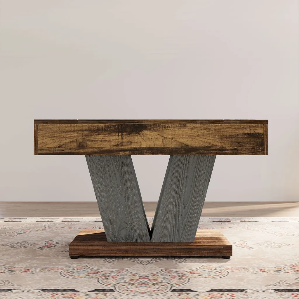 Table basse en bois et métal 80 cm, table centrale design industriel - 5