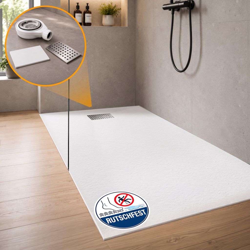 Dalsys Duschwanne 140x90cm mit Ablaufgarnitur - flache Produktbild 