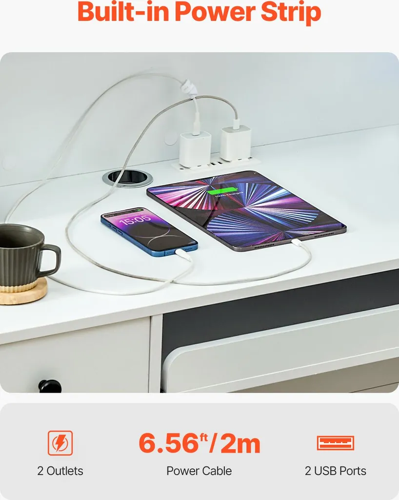 Banque de réception design avec éclairage LED et tiroirs de rangement