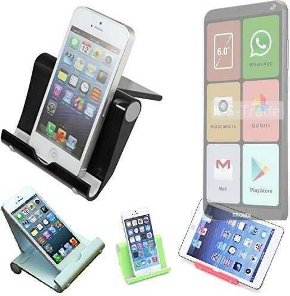 K-S-Trade Handy-Ständer kompatibel mit Brondi Amico Smartphone XL Nero faltbarer Tischständer Smartphone Tablet Halterung Reise