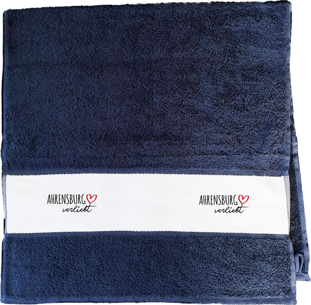 Huuraa Handtuch Ahrensburg verliebt 50x100cm French Navy Baumwolle Handtuch Geschenkidee