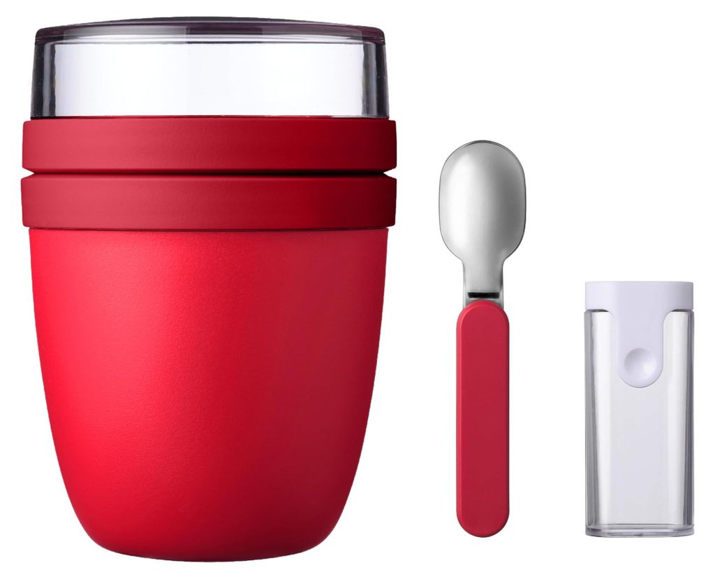 Mepal - Klapplöffel Set mit Lunchpot Ellipse - Praktischer Joghurtbecher & Müslibecher - Unterteilung für Joghurt & Müsli - Geeignet für Gefri...