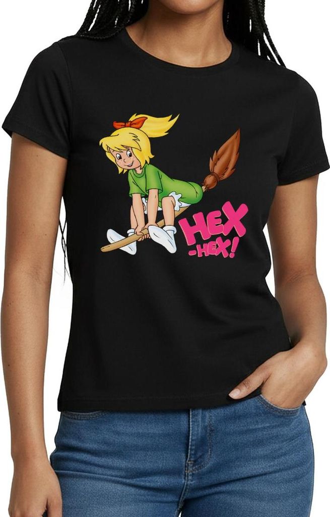 Spreadshirt Bibi Blocksberg Fliegt Davon Frauen T-Shirt, M, Schwarz