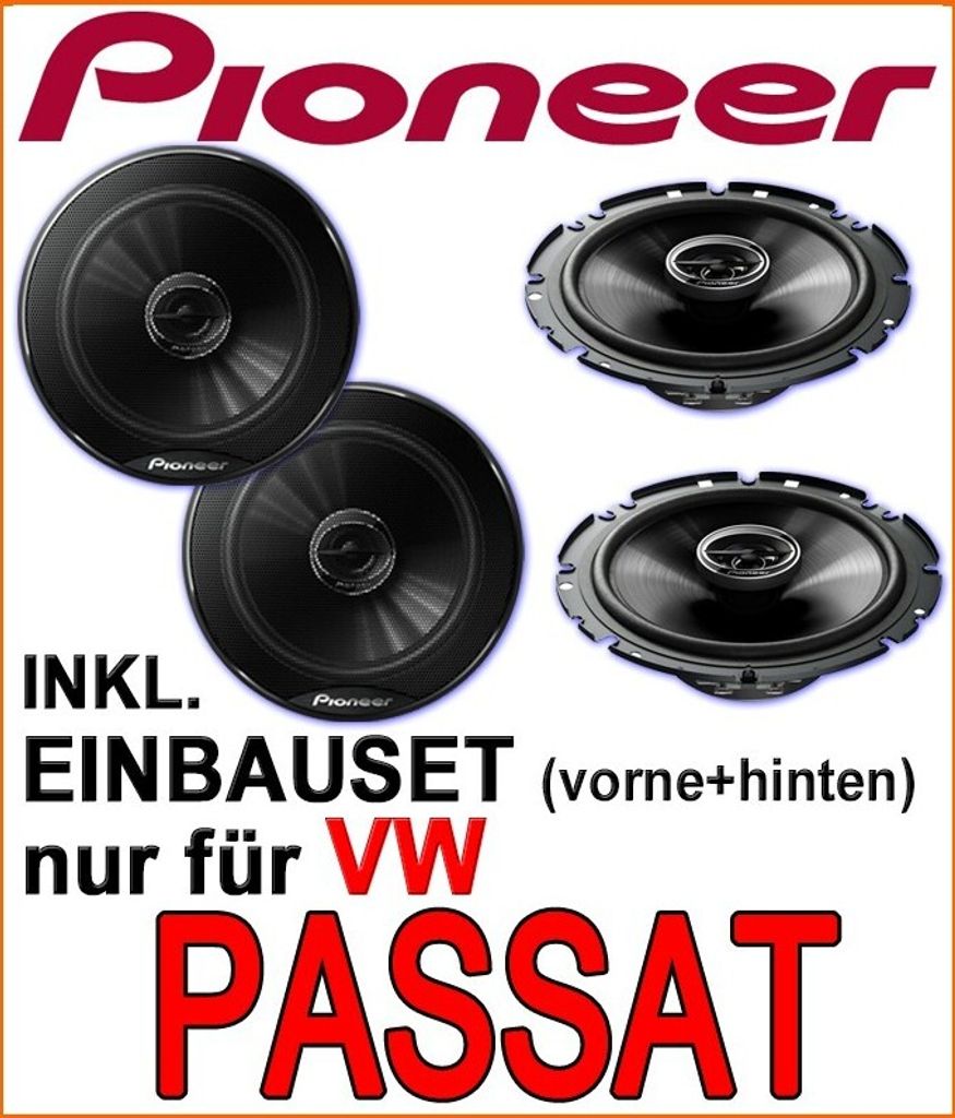 Lautsprecher Pioneer für vorne & hinten - Einbauset passend für VW Passat 3B & 3BG - justSOUND