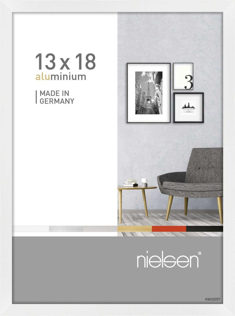 nielsen Aluminium Bilderrahmen Pixel, 13x18 cm, Weiß Glanz