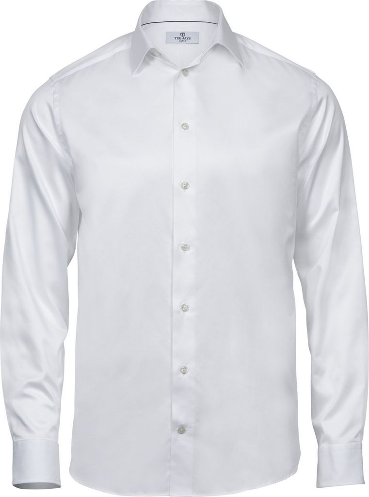 Tee Jays Herren Luxury Komfort Fit Langarm Oxford Hemd PC3477 (S) (Weiß)