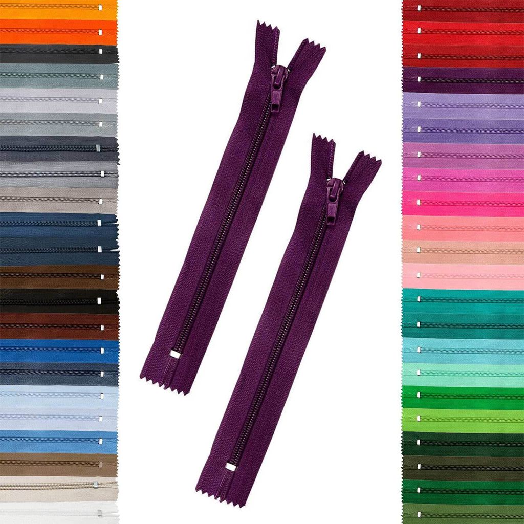 50 Reißverschlüsse 5mm spiral, 16cm, unteilbar, Autolock, Farbe frei wählbar, Farbe:865 violett