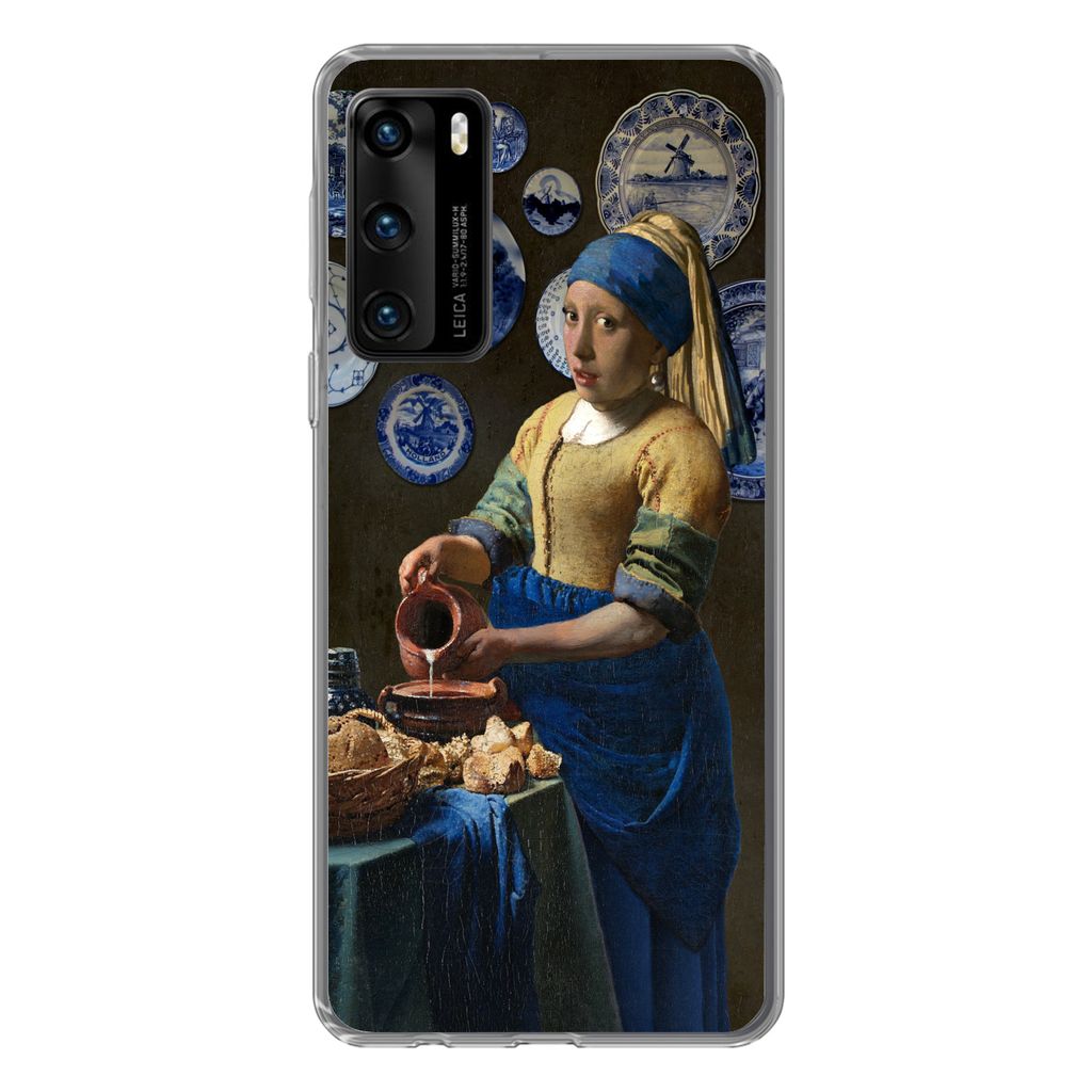 MuchoWow Handyhülle Schutzhülle Hülle für Huawei P40 Milchmädchen - Das Mädchen mit dem Perlenohrring - Vermeer Silikon Softcase Handy Hül...