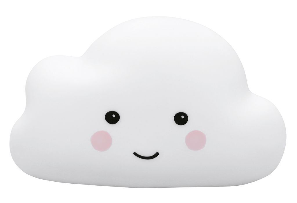 A white cloud-shaped night light with a cute face.