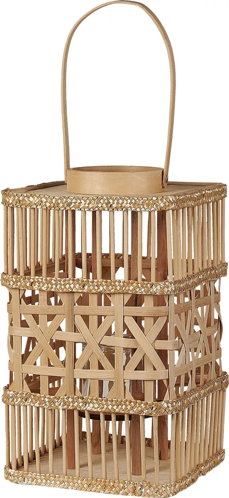 Photophore en Bambou Style Bohème de 35 cm pour une Ambiance Zen Relax