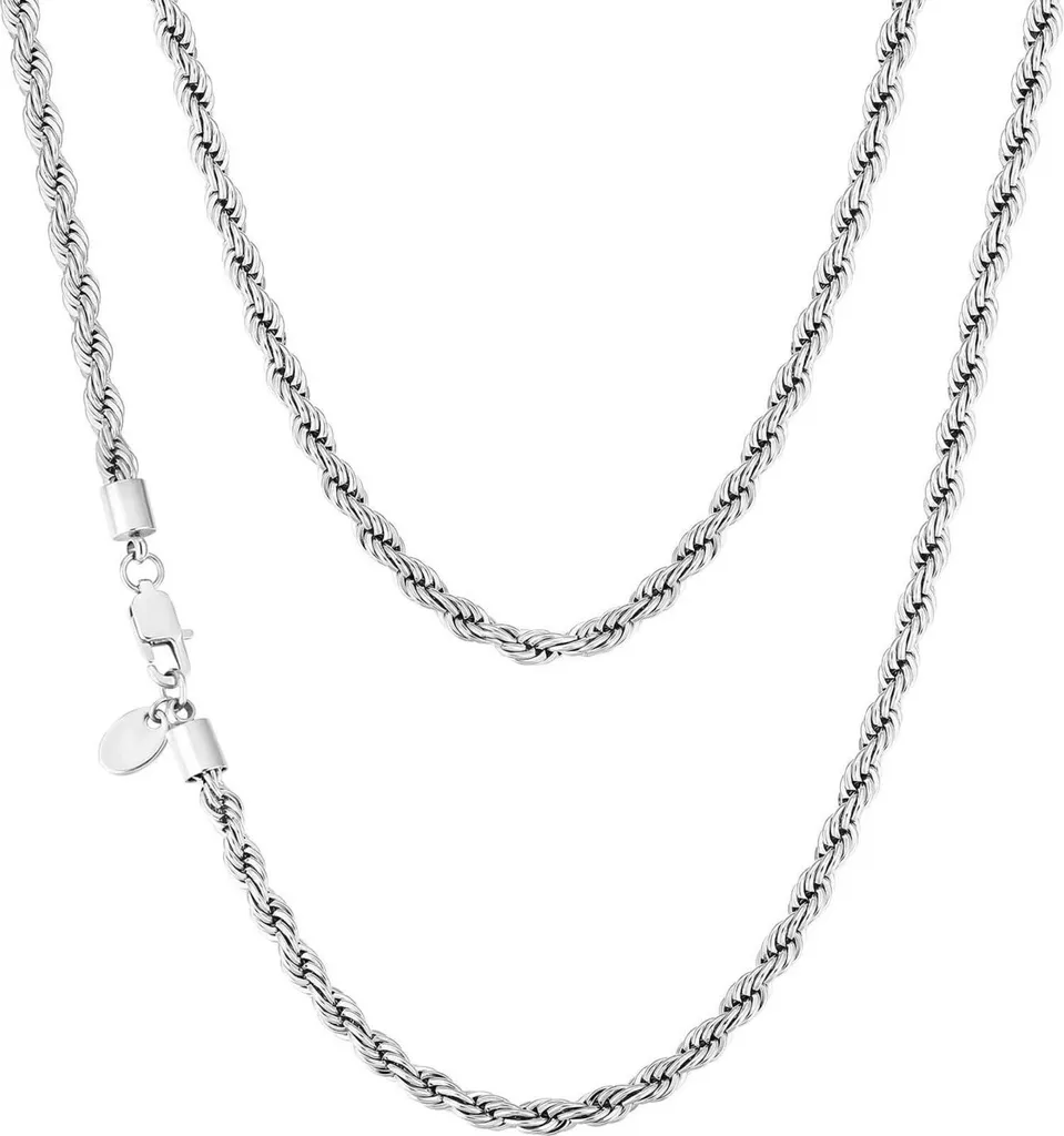 Chaîne homme 4mm plaqué or blanc 18K sur argent massif luxe 45,7cm