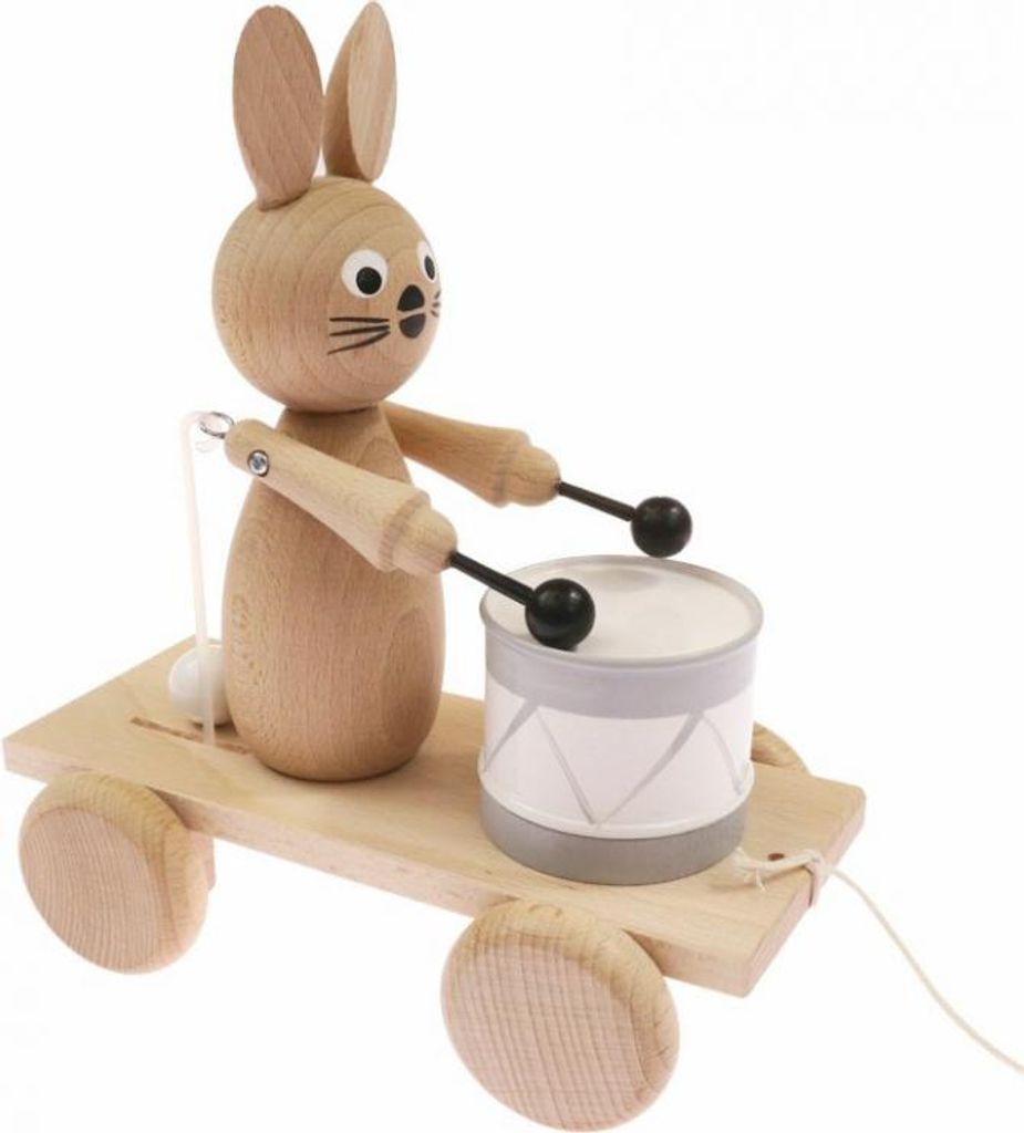 Miva Holz Nachziehfigur Hase mit Xylophon - pädagogisches Spielzeug