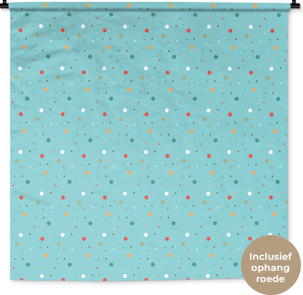 MuchoWow Wandteppich Wandbehang Polka dots - Blau - Muster 150x150 cm Tapisserie Dekoration Wandtuch - Wohnaccessoires - Modernes