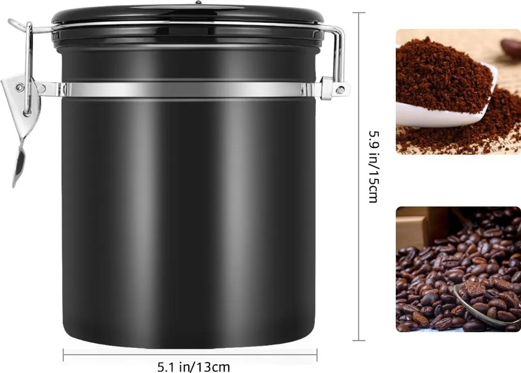 Boîte à café hermétique en acier inoxydable 1.5L pour cuisine moderne