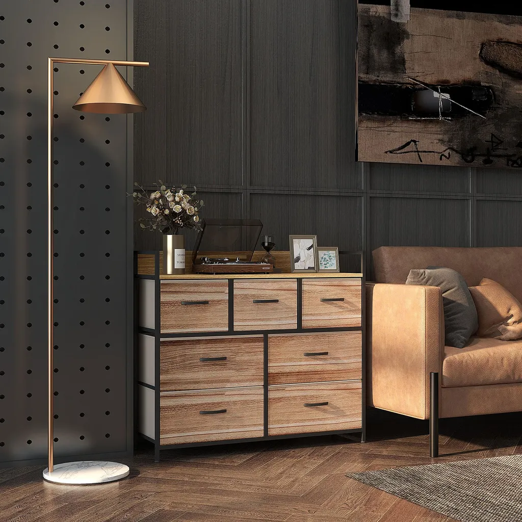 Commode 7 Tiroirs Pliants avec Structure Acier Noir Style Industriel - 2