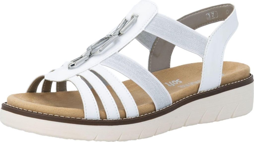 Remonte Damen Sandale flach Gummizug Kette D2041, Größe:39 EU, Farbe:Weiß