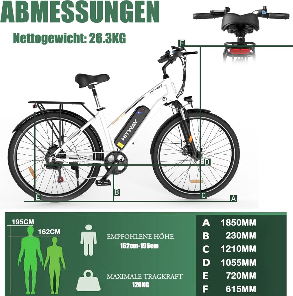 HITWAY E Bike 28" Elektrofahrrad E-Mountainbike 28" Produktbild 3